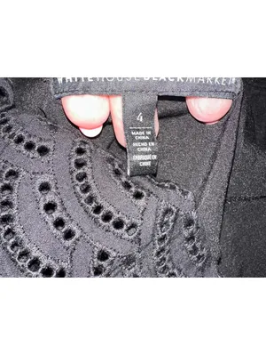White House Black Market Black Eyelet Peplum Top Size 4 thumbnail 3