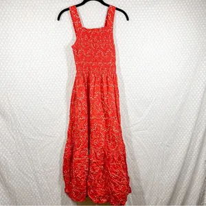 Everlane Red‎ White Floral The Smock Maxi Dress thumbnail 2