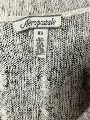 Aeropostale Cream V-Neck Cable Knit Sweater thumbnail 2