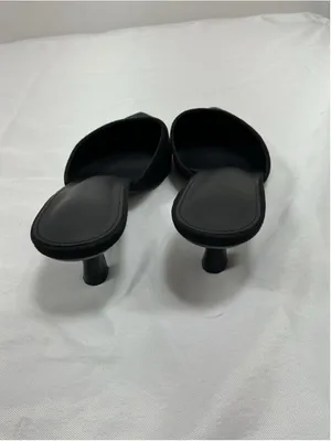 Womans Excellent Coutgo Slip On Mules 9 Black Pointed Toe Kitten Heel thumbnail 4