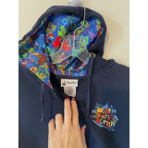 Walt Disney World Park Embroidered Graphic Hoodie Sweatshirt Navy Blue Medium thumbnail 6