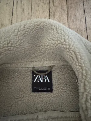 Zara Taupe Suede-Look Shearling Moto Jacket thumbnail 2