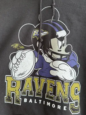 Junk Food Women’s Mickey Mouse Baltimore Ravens Black Hoodie, Size Small thumbnail 8