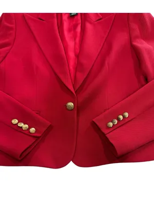 VTG Lauren Ralph Lauren Red Wool Blend Gold Button Blazer Women’s Size 8P Petite thumbnail 5