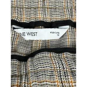 Nine West‎ Wide Leg Plaid Pant Brown Black Side Stripe Drawstring 1X Sporty Chic thumbnail 3
