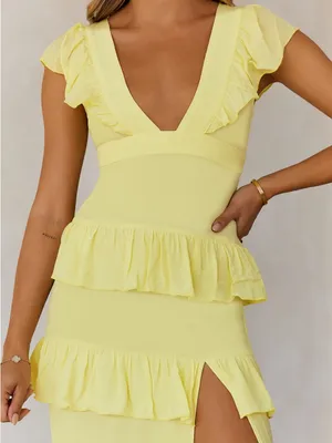 Hello Molly Friendship Gardens Ruffle Maxi Dress Yellow thumbnail 2