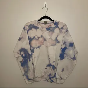 Gildan Tie-Dye Bleached Crewneck Sweatshirt, Blue/Pink/Purple, Size M, EUC thumbnail 1