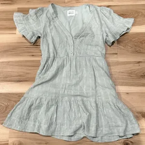 Hello Molly Light Green Mini Ruffle Dress Women’s 6 thumbnail 1