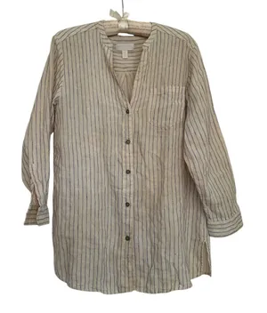 The White Company White Label Linen Blue Striped Tunic‎ Shirt Womens 2 Lagenlook thumbnail 1