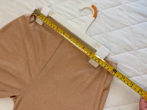 ZARA Gold Metallic Shimmer Draped Top Wide Leg Pants Set Party NYE Glam Holiday M thumbnail 6