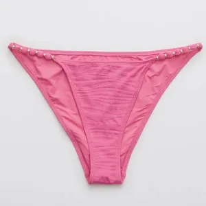 Aerie Jacquard Triangle Bikini Top and Cheeky Bikini Bottom in Lip Gloss Large thumbnail 8
