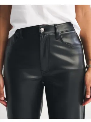 Abercrombie & Fitch Curve Love High Rise 90s Relaxed Vegan Leather Pants thumbnail 3
