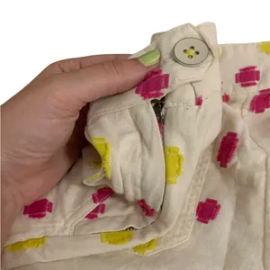 Anthropologie cream spotted cropped trousers size 8 thumbnail 6