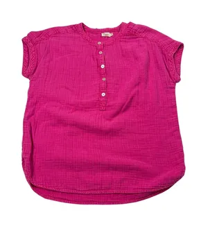 Faherty womens pink gauzy cap sleeve henley top. Size S. office, casual, summer thumbnail 1