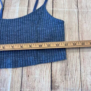 Aerie Womens Blue Ribbed Marled Crop Top Adjustable Straps Size S/P thumbnail 7