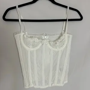 LaceMade White Lace Corset Bustier Coquette Bridal thumbnail 2