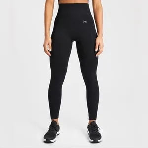 AYBL Womens Motion Seamless Black High Waisted Ribbed Knit Compression Leggings thumbnail 2