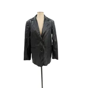 NA-KD Black Faux Croc Oversized Blazer Jacket Reptile‎ Texture EU 36 US 6 thumbnail 3