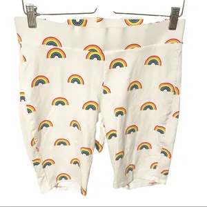 Torrid White Rainbow 1X Plus Size Celebrate‎ Love Print Bike Short thumbnail 1