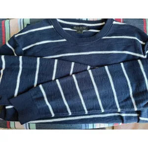 Banana Republic Breton Striped Cotton Sweater Large Navy White Coastal Preppy thumbnail 5