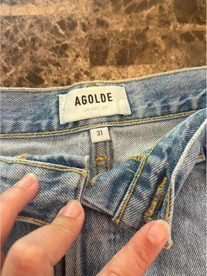 Agolde distressed denim buttonfly jean short size 31 thumbnail 4