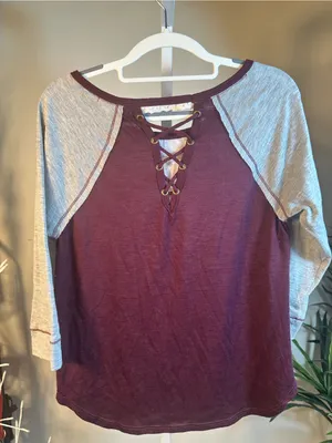 N218. Jolt- Purple Floral Raglan Long Sleeve Tee thumbnail 4