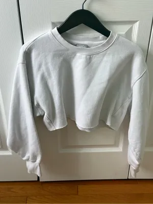 Aritzia Tna Cozy Af Fleece White Cropped Crewneck thumbnail 2