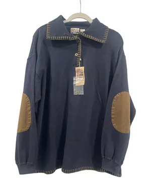 Cotton supply co vintage navy long‎ sleeved fleece elbow patch thumbnail 1