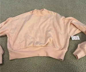 D18 Sweater top salmon color size large high neck comfy thumbnail 1