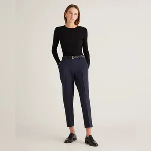 NWT Quince Navy Business Casual Italian Wool Slim Leg Ankle Pants Size 6 thumbnail 2