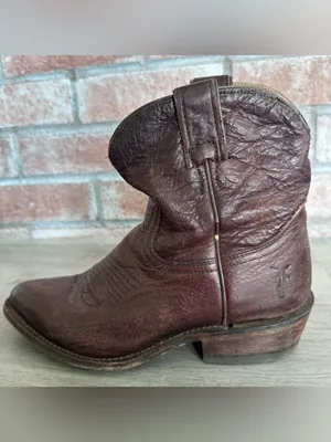 Frye Billy Short Booties Boots Women’s 6.5 Brown Leather Cowboy Western American thumbnail 6