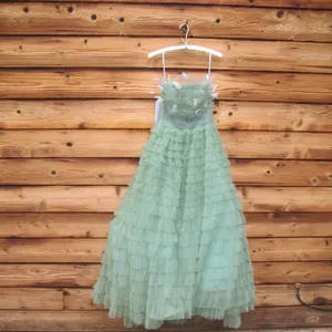 MAC DUGGAL 20530 Green Strapless Ruffle Gown with Feathers thumbnail 7