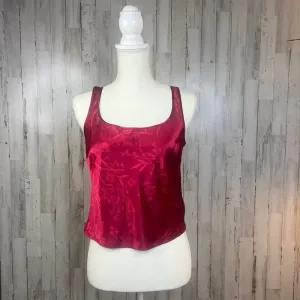 Victoria's Secret Vintage Satin‎ Floral Tank Top Red XS Square Neck Wide Strap thumbnail 3
