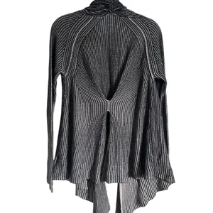Anthropologie MOTH grey ribbed waterfall cardigan small sweater cotton thumbnail 6
