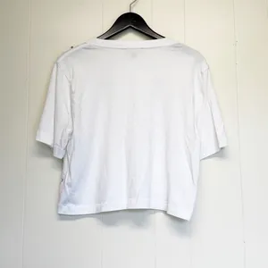 NWT J. CREW Relaxed Lattice Embellished Crop Tee White Small thumbnail 3