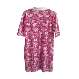 Barbara Gerwit Elephant Palm Tree Tunic Dress Womens M Pink Preppy Resort Knit thumbnail 5