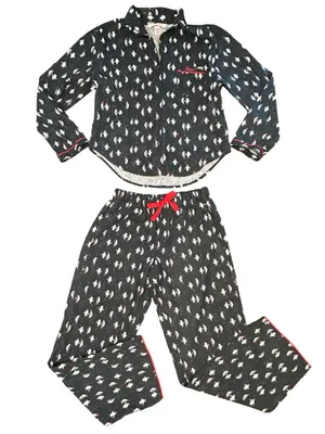 VTG Victoria's Secret The Dreamer Flannel Pj Set tuxedo Penguin Holiday cozy SM thumbnail 4