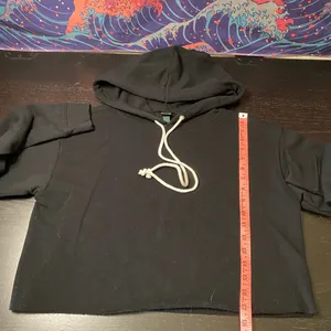 Wild fable Black Cripped Hoodie with White Drawcord thumbnail 4