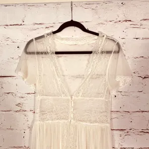 Romantic Design Studio Ivory Lace Sheer Robe Peignoir Small Medium Cottagecore thumbnail 3