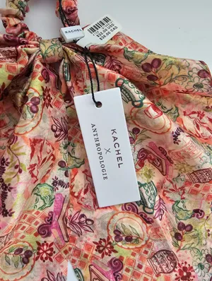 NWT Kachel x Anthropologie Scarf Scrunchie - Tea Party Print Cupcake Floral thumbnail 2