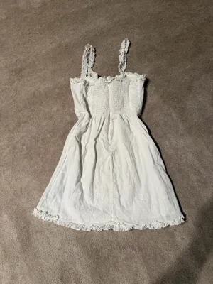 Urban Outfitters White Ruffle Mini Dress Size Small thumbnail 3