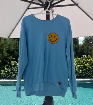 Blue Smiley Face Aviator Nation Sweatshirt thumbnail 2