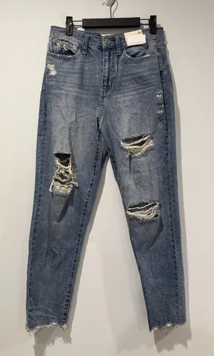 NEW SO Brand High Rise Mom Jeans Womens 29" Distressed Stretch Travel Vacation thumbnail 1