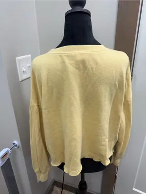 By Together Butter Yellow Smiley Face Cropped Sweatshirt Cutoff Crewneck S‎ thumbnail 4