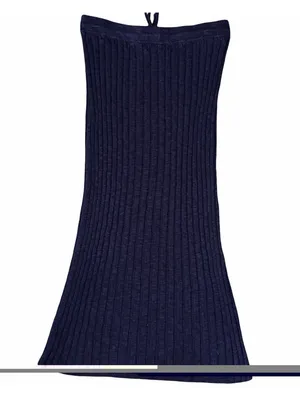 Free People Beach Maxi Skirt Small Navy Blue Stretch Ribbed Knit Pull On Classic thumbnail 2