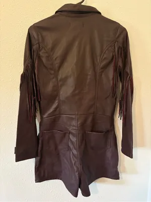 Rock and Roll Denim Fringe Pleather Romper thumbnail 3