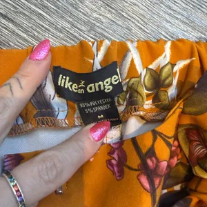 Like an Angel Womens‎ Medium Polyester Orange Fall Floral Pants thumbnail 5