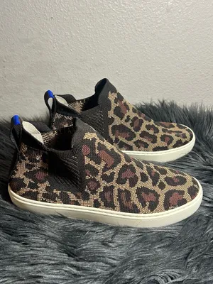 Rothy's Leopard Print High-Top Slip-On Sneakers - Brown/Tan Size 7 thumbnail 4