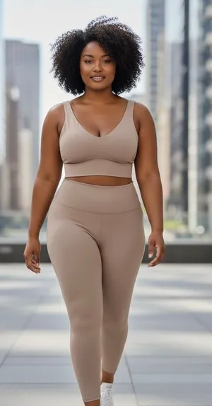 KIMBERLY C - Taupe Sports Bra & Legging Workout Set, size Top M, Bottom S thumbnail 1