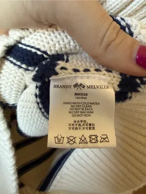 Brandy Melville Cotton Thick Stripe Sweater Navy Blue & White thumbnail 4
